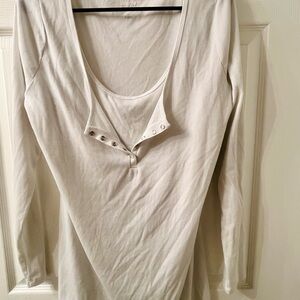 White Long Sleeve Henley Top